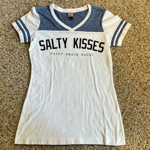 LIKE NEW super soft women’s M “Salty Kisses” V-neck tee from Poipu Beach - Kauai